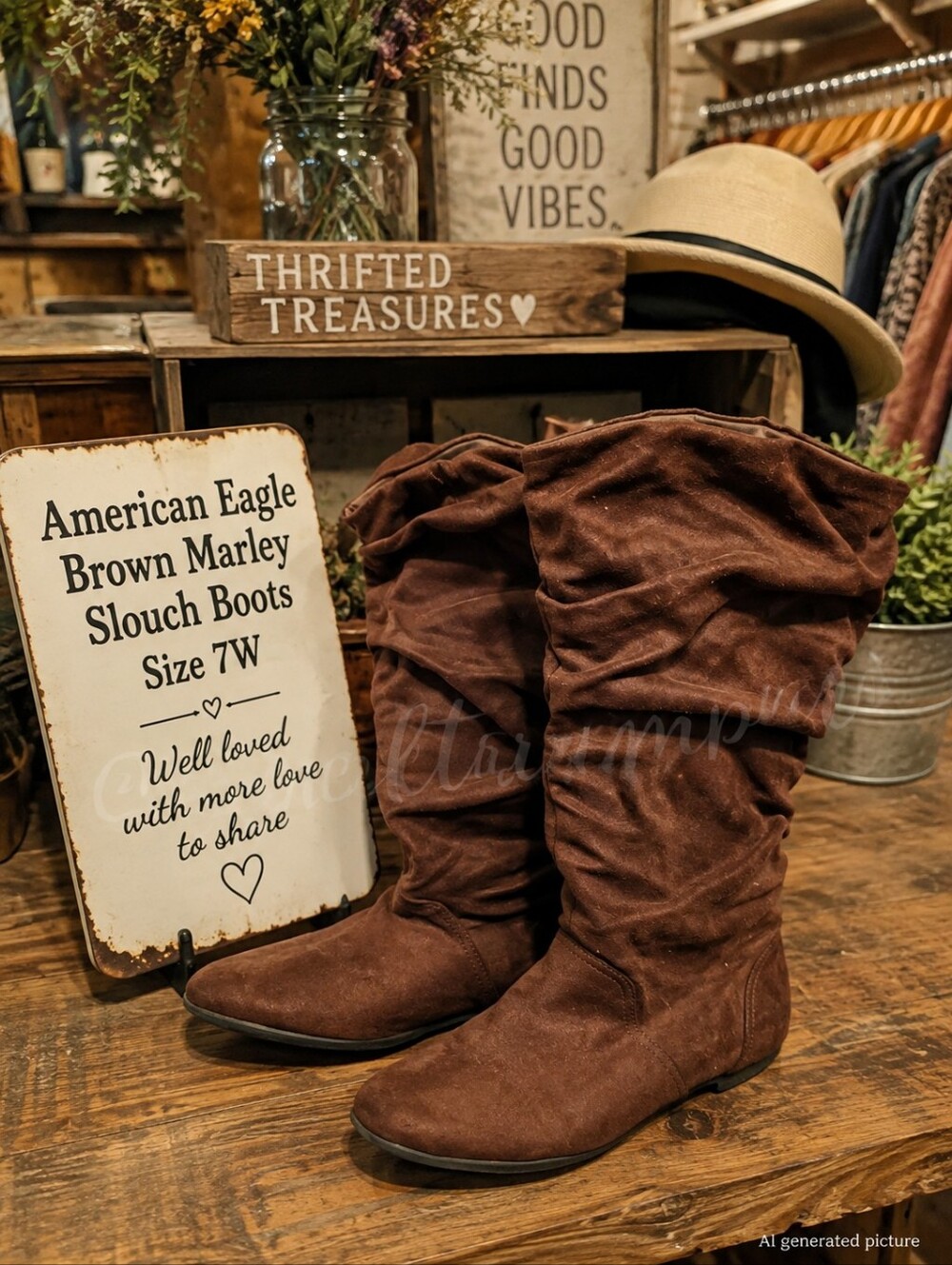 American Eagle Brown Marley Slouch Boots Size 7W